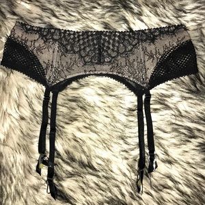 Victoria Secret Nude And Black Garter Belt
